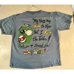 Vintage T-Shirt Why Work Buzz Street “Rack Em” Billiards Short Sleeve XL